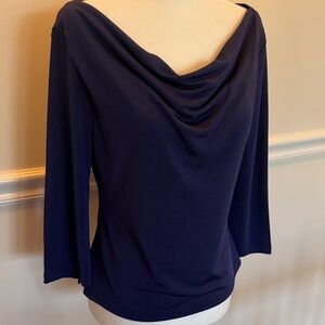 XOXO Navy Blue Draped Blouse